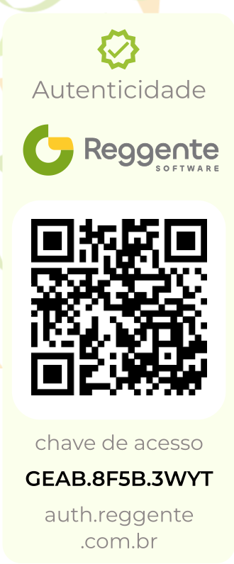 Autenticador Reggente com selo, QR Code, chave de acesso e endereço de validação
